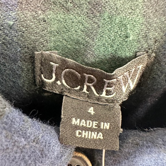 J.Crew Embellished Plaid Flannel Shirt Blue Green Size 4‎ Button Down Top NWT - Picture 4 of 9